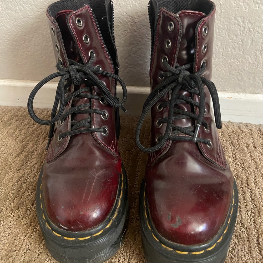 Cherry red platform vegan leather jadon dr.martens